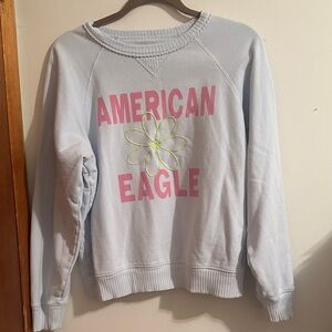 American Eagle Pink and Yellow Graphic Sweatshirt
